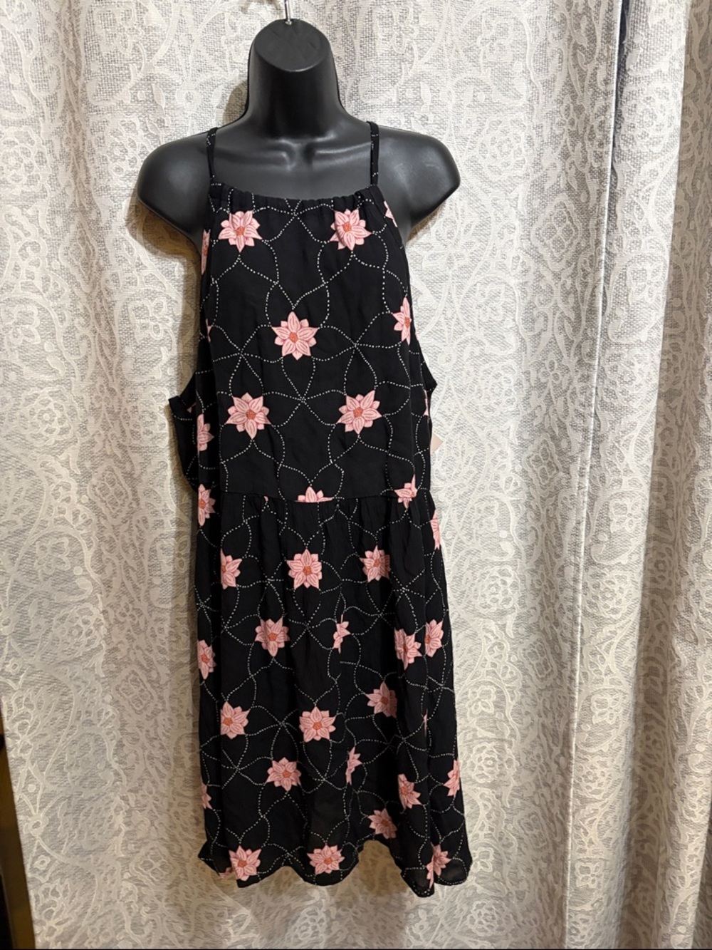 SO Black Floral Spaghetti Strap Sundress with Pink Flowers - XXL - NWT